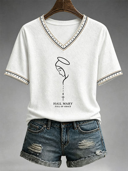 Frauen Hagel Maria voller Gnade T-Shirt