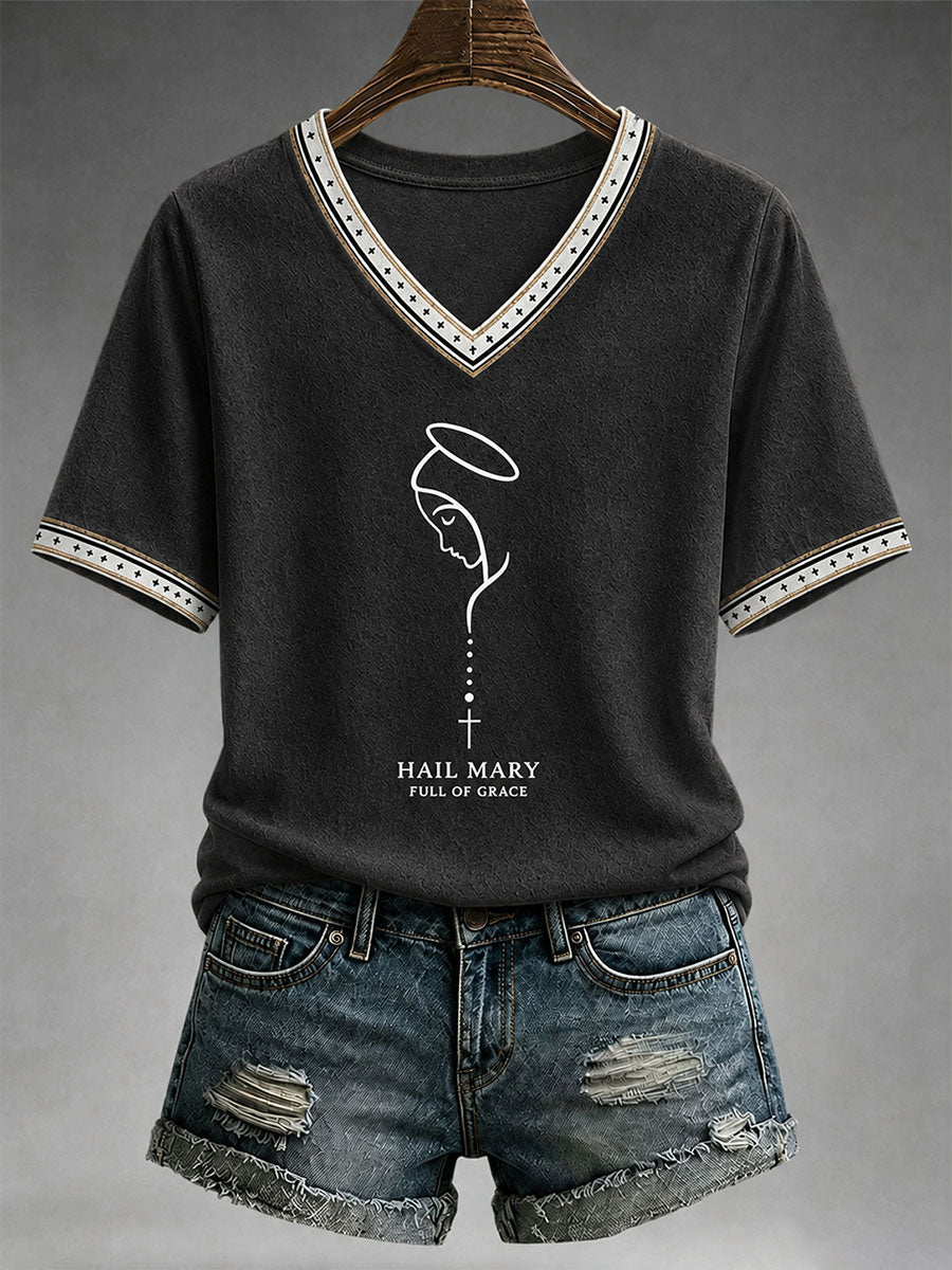 Frauen Hagel Maria voller Gnade T-Shirt