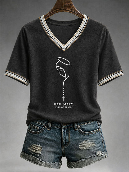 Frauen Hagel Maria voller Gnade T-Shirt