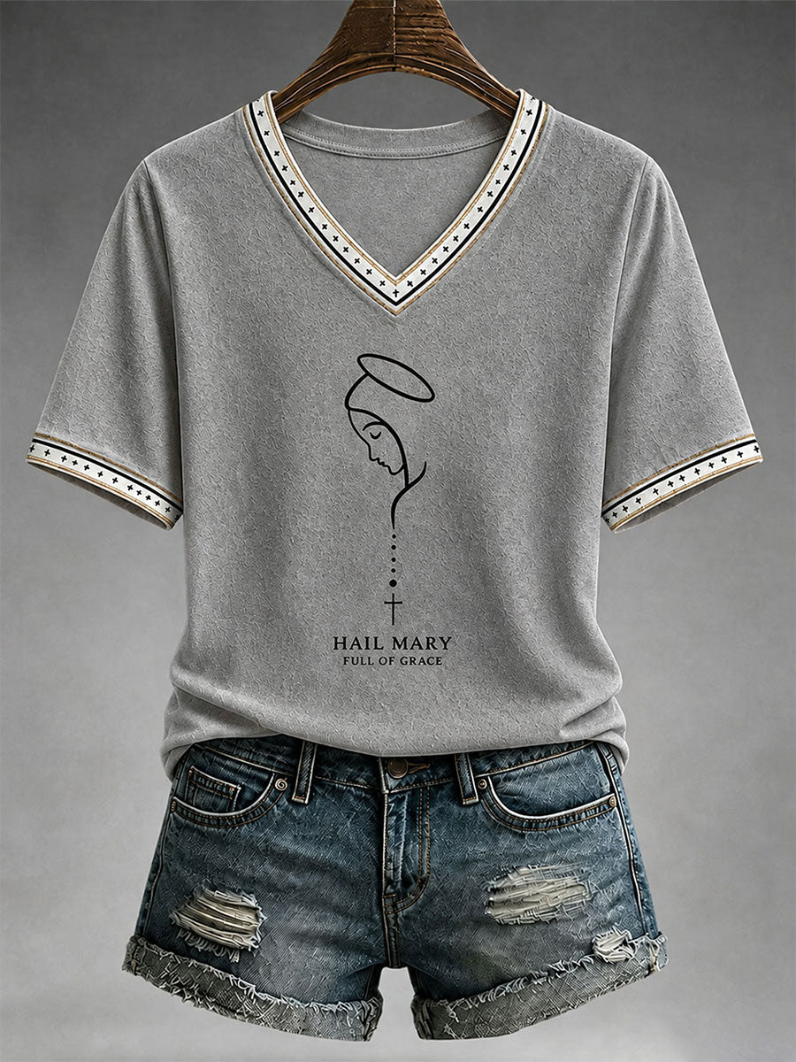 Frauen Hagel Maria voller Gnade T-Shirt