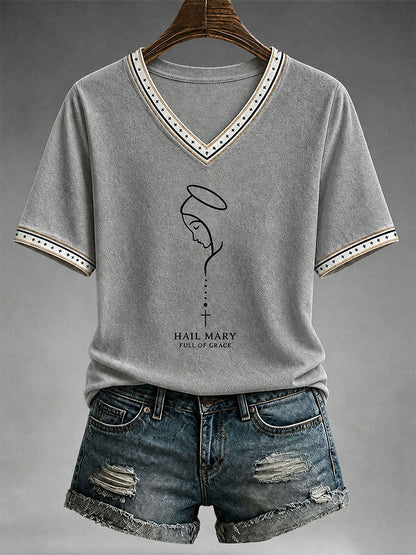 Frauen Hagel Maria voller Gnade T-Shirt