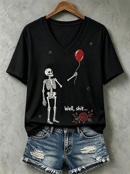 Damen-Gothic-Skull-T-Shirt