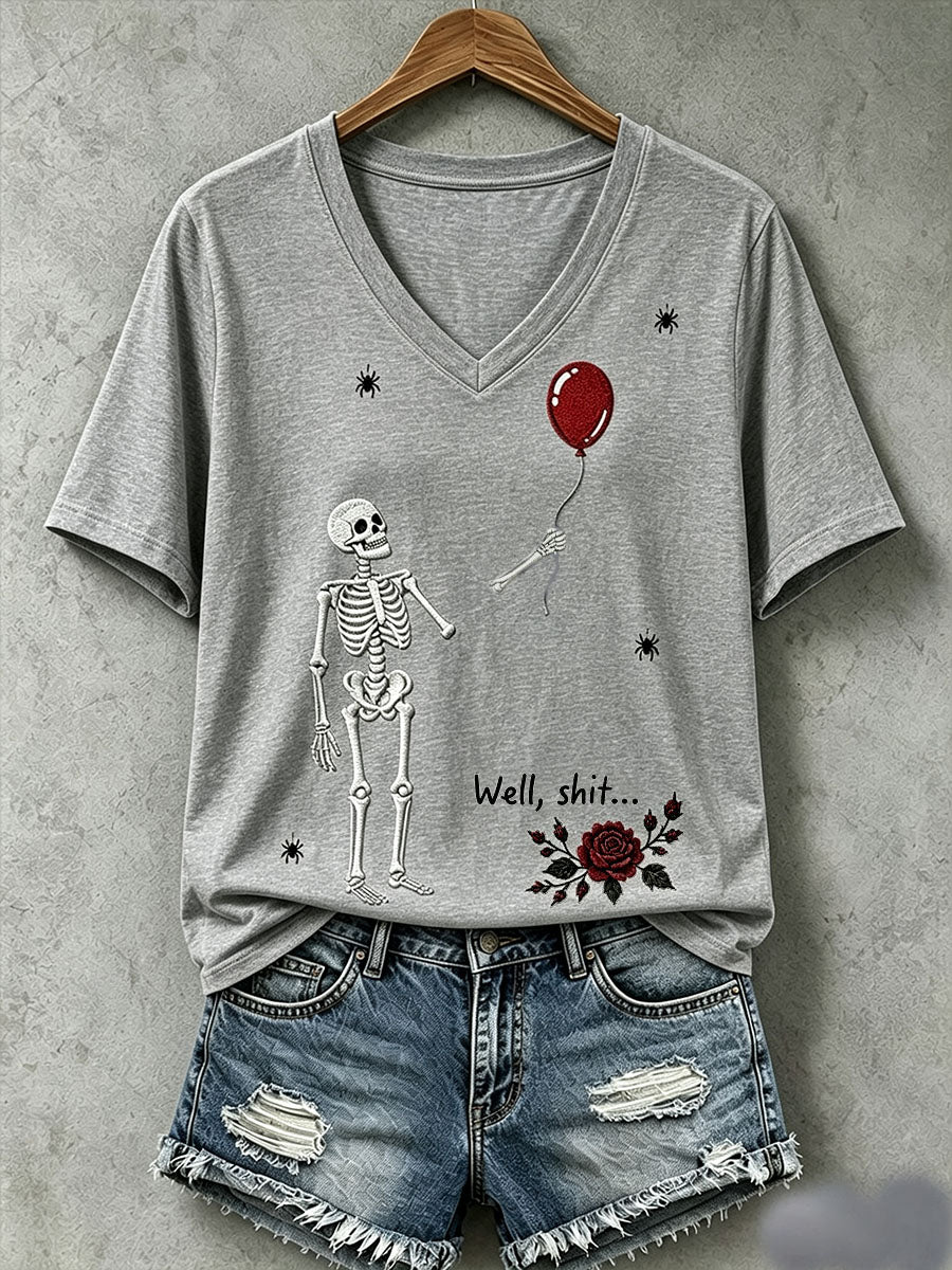 Damen-Gothic-Skull-T-Shirt