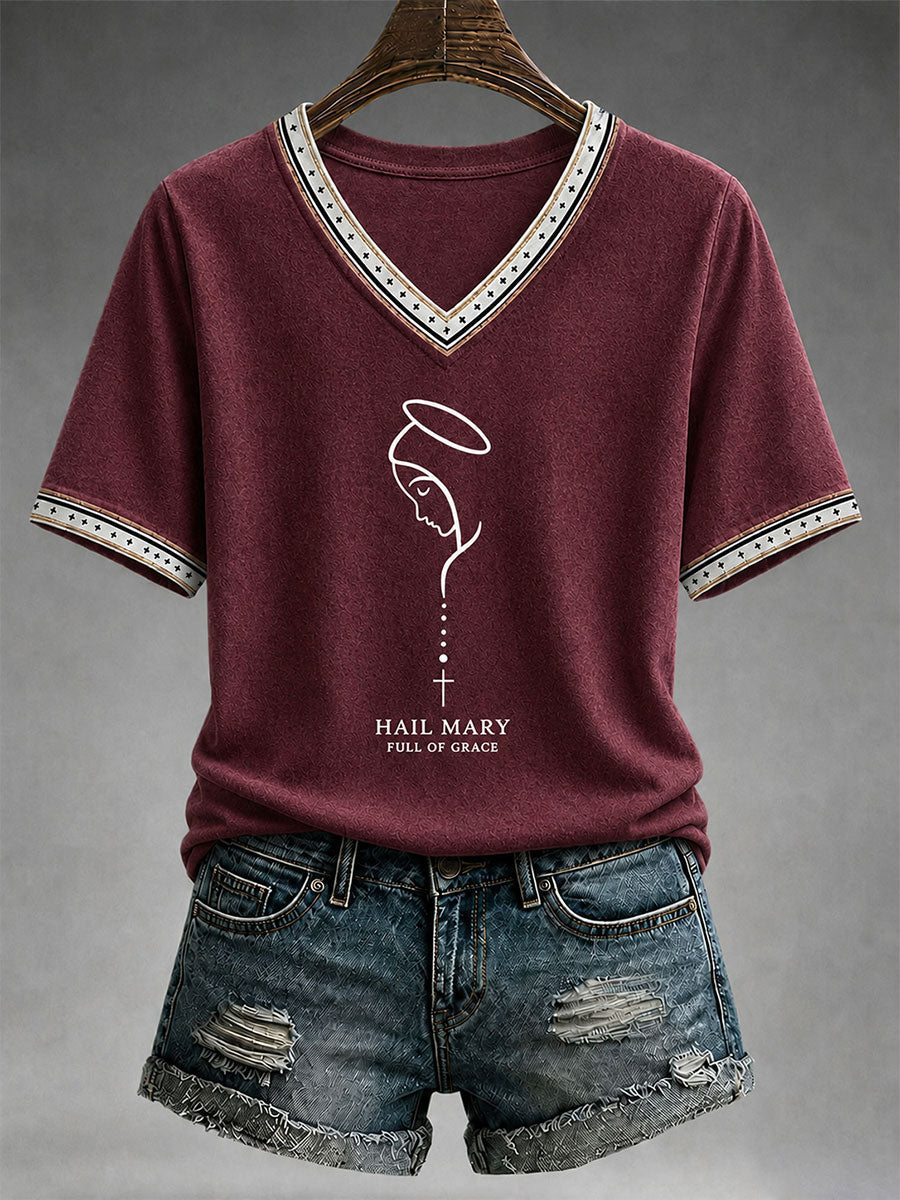 Frauen Hagel Maria voller Gnade T-Shirt