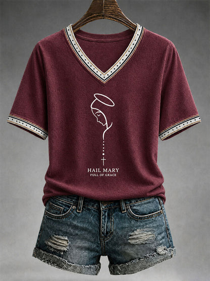 Frauen Hagel Maria voller Gnade T-Shirt