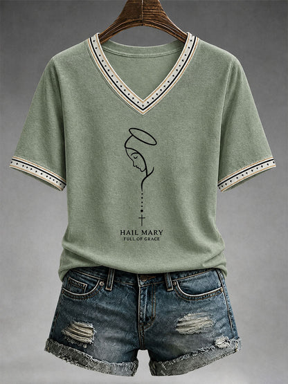 Frauen Hagel Maria voller Gnade T-Shirt
