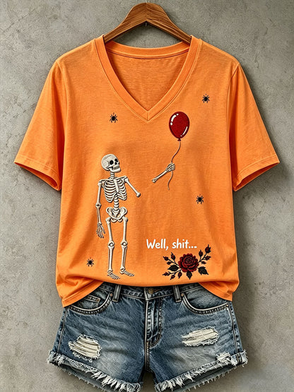 Damen-Gothic-Skull-T-Shirt