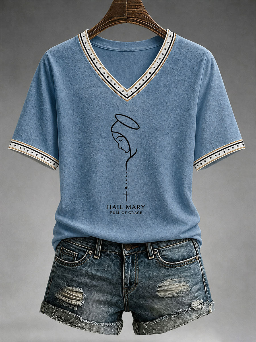 Frauen Hagel Maria voller Gnade T-Shirt