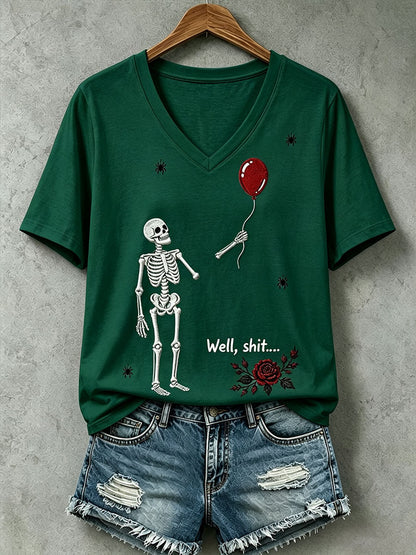 Damen-Gothic-Skull-T-Shirt