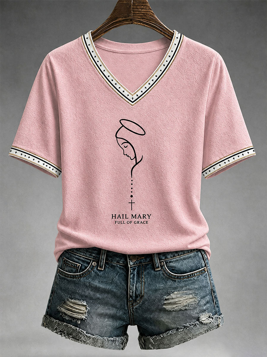 Frauen Hagel Maria voller Gnade T-Shirt