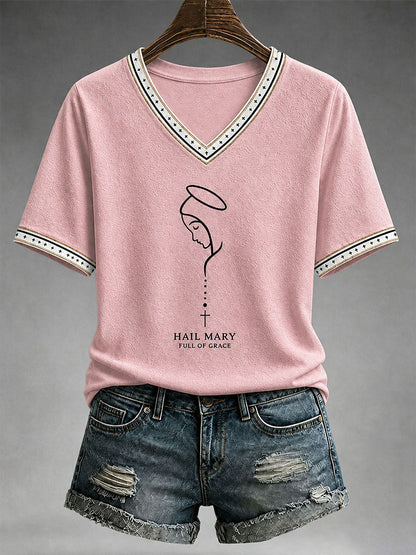 Frauen Hagel Maria voller Gnade T-Shirt