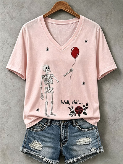 Damen-Gothic-Skull-T-Shirt