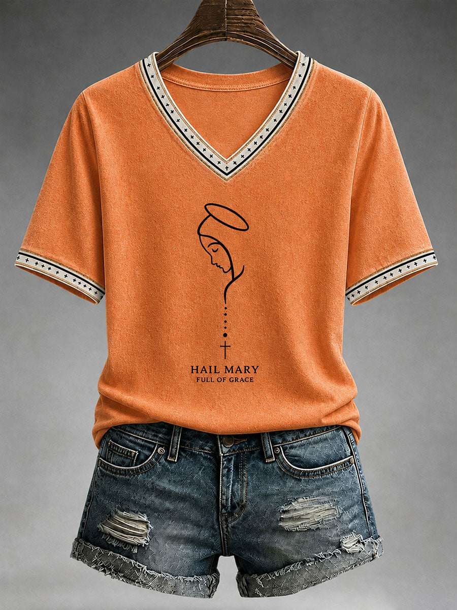 Frauen Hagel Maria voller Gnade T-Shirt