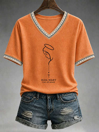 Frauen Hagel Maria voller Gnade T-Shirt