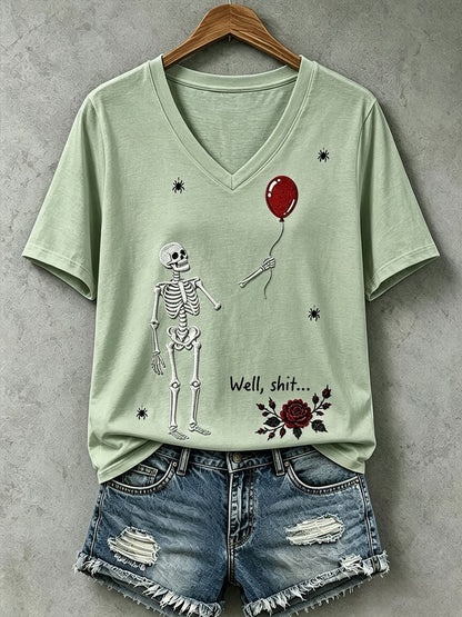 Damen-Gothic-Skull-T-Shirt