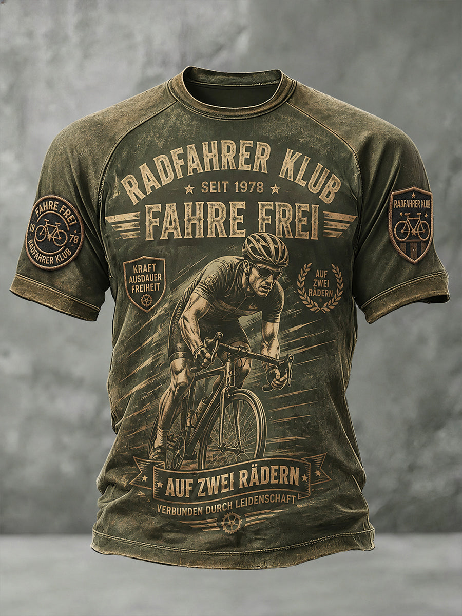 Herren-Raglan-T-Shirt mit Vintage-Schriftzug-Print
