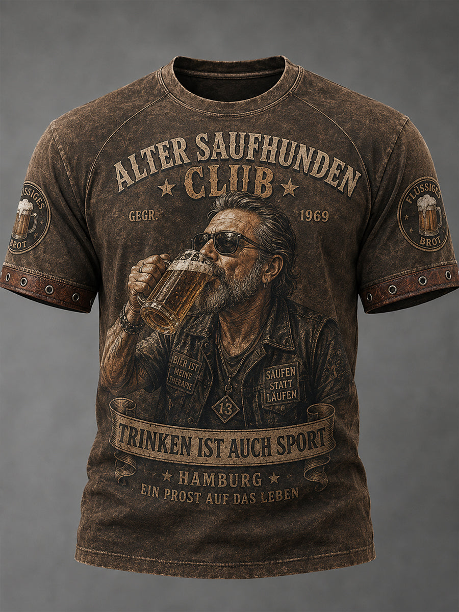 Herren-Raglan-T-Shirt mit Vintage-Schriftzug-Print