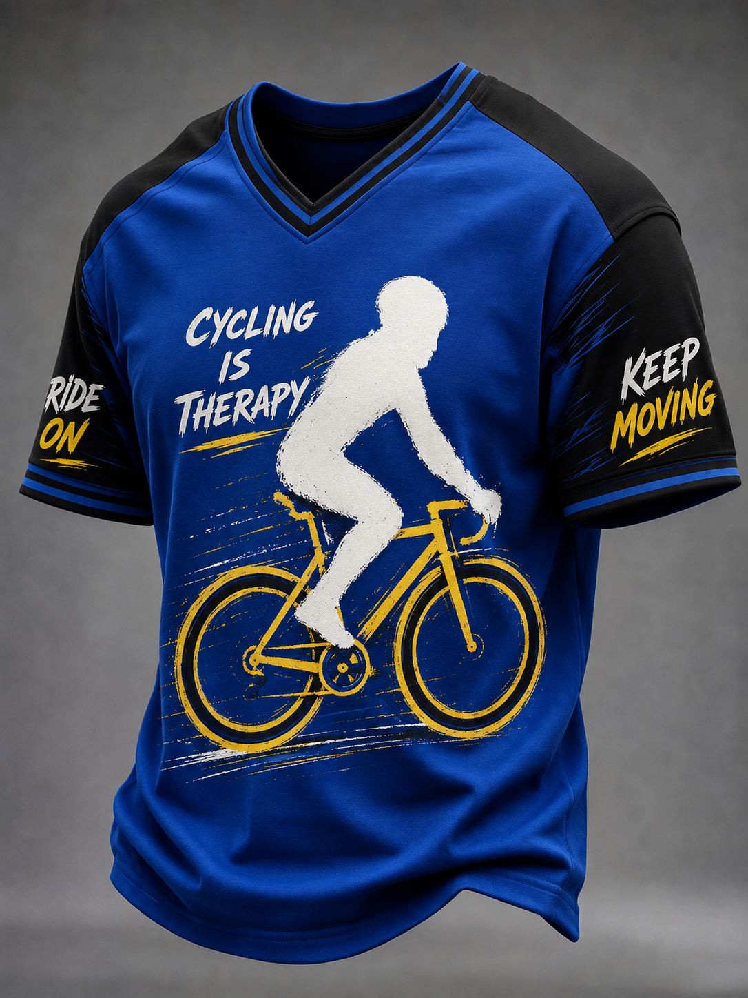 Herren-T-Shirt mit V-Ausschnitt im Stil der deutschen Radfahrerkultur