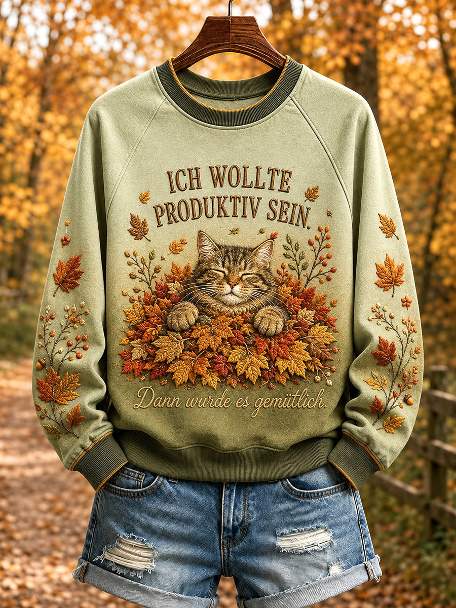 Damen-Sweatshirt mit Raglanärmeln und Herbst-Print