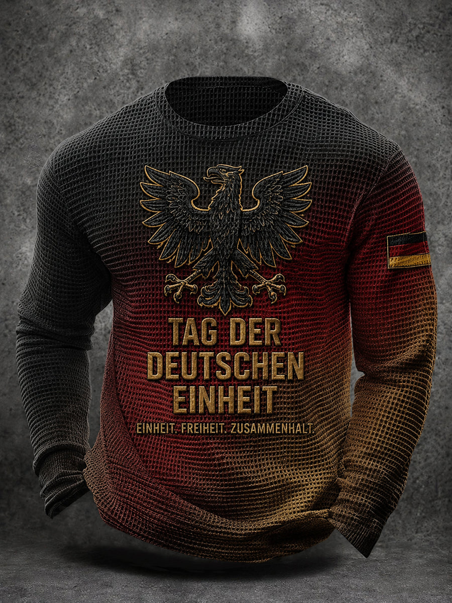 Herren-Tag der Deutschen Einheit-Print-Waffel-Longsleeve-T-Shirt