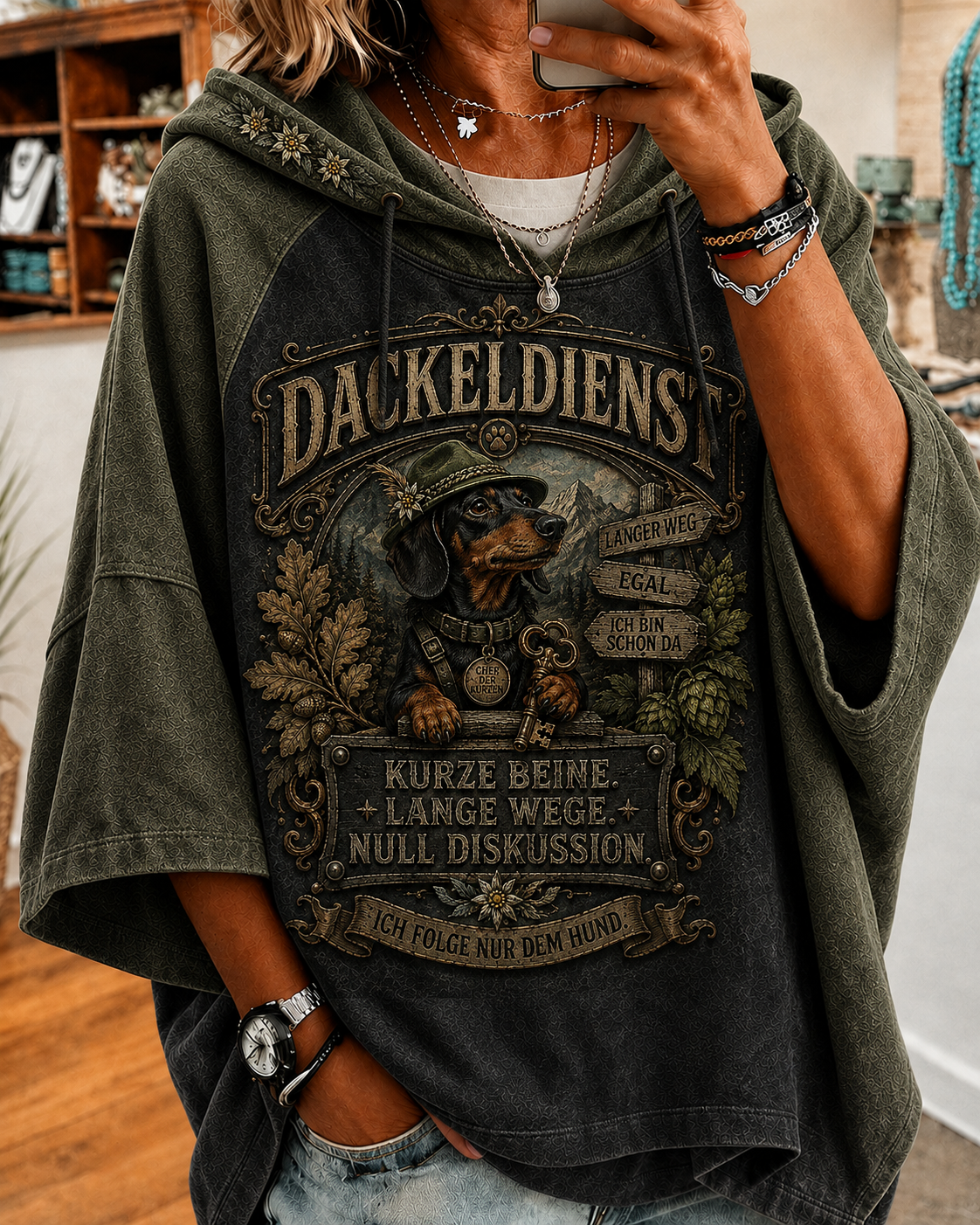 Kurzarm-Kapuzen pullover für Damen humorvoll