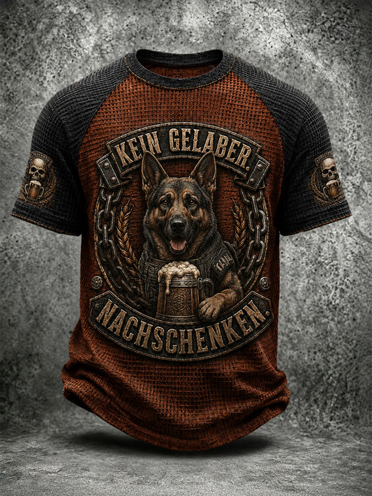 Retro-Punk-Deutschland-Oktoberfest-Polizeihund-Waffelstrick-T-Shirt