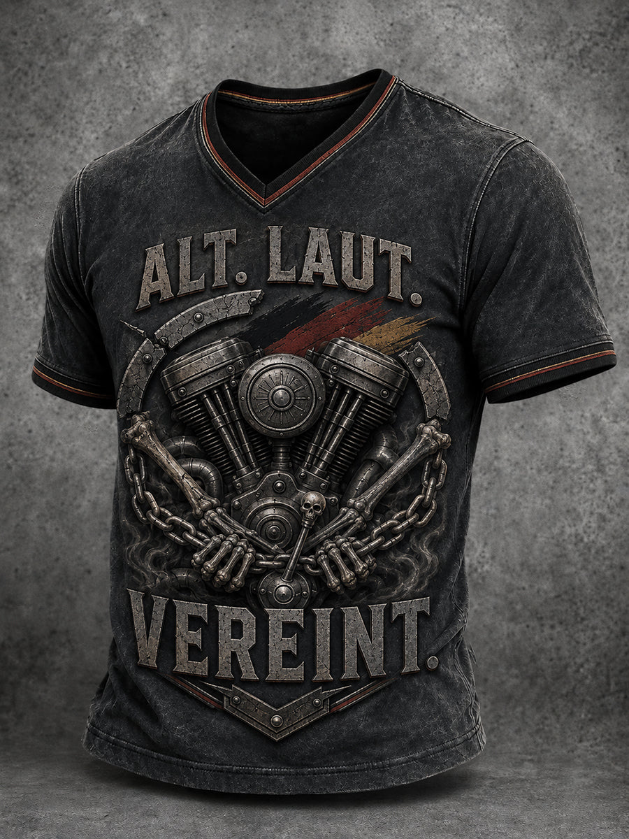 Herren-Tag der Deutschen Einheit-Witziger Slogan-Druck-V-Ausschnitt-T-Shirt