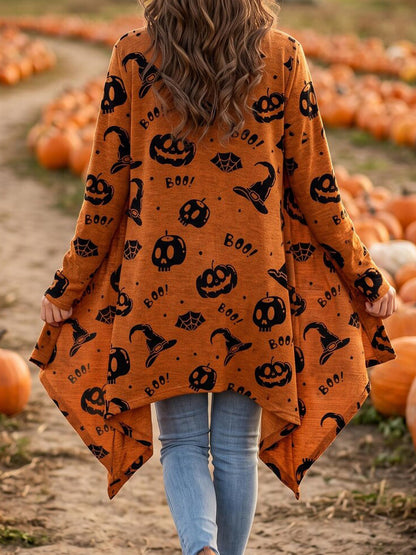 Kuscheliger bedruckter Damen-Strickjacke für Halloween