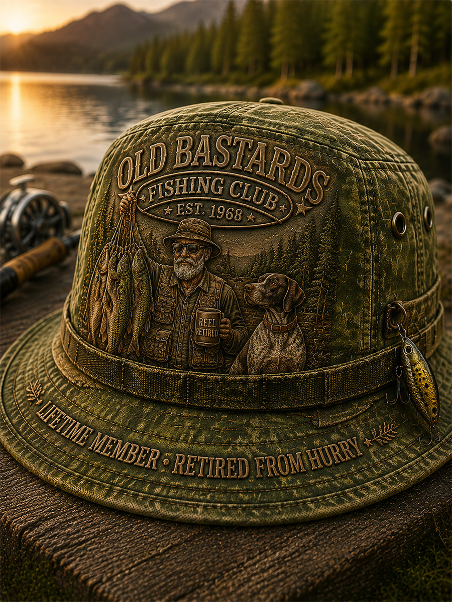 Unisex Funny Old Bastards Fishing Club Lifetime Member Print Fischer hut