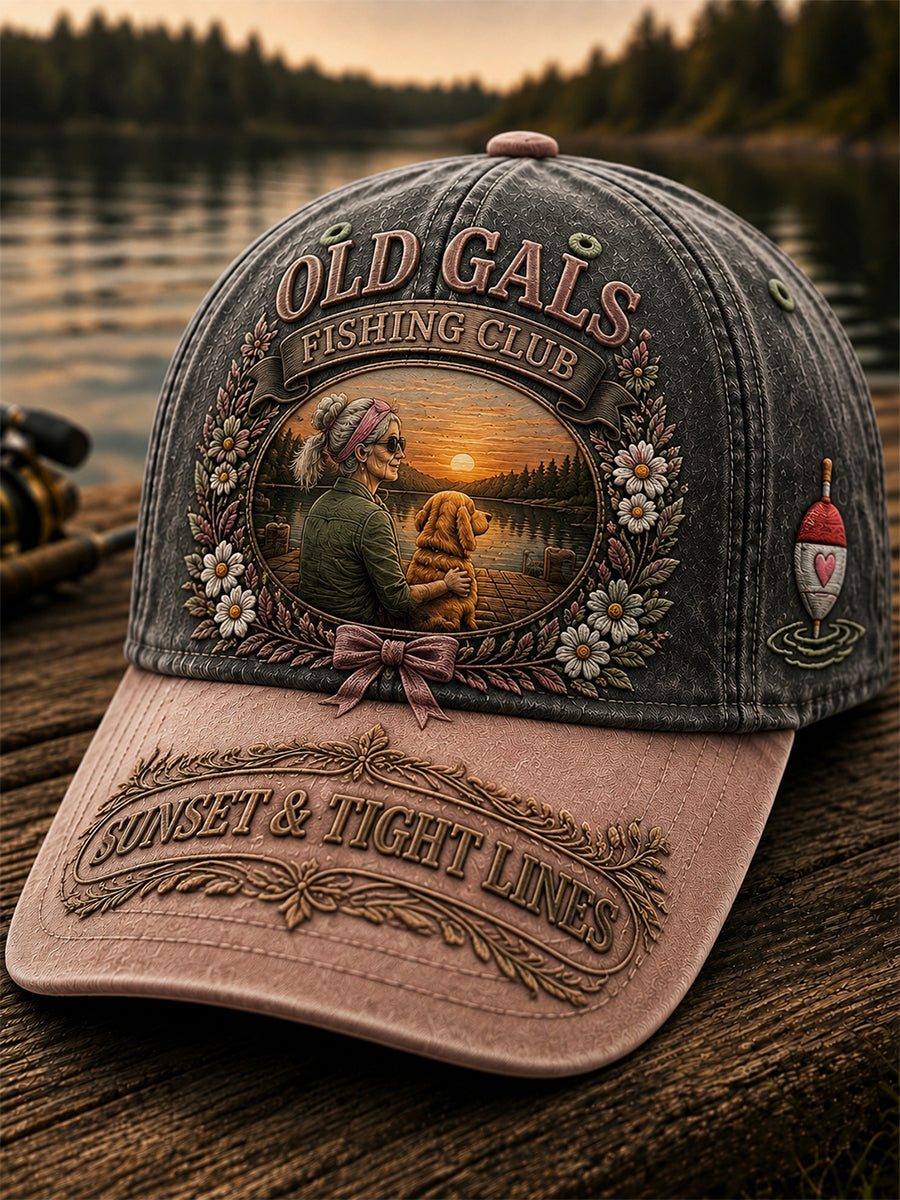 Unisex Old Gals Fishing Club Lifetime Member Print Hut