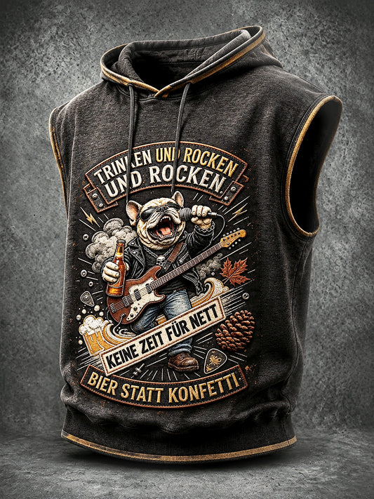 Herren-Deutsch-Bier-Rock-Slogan-Print lässige Kapuzenweste
