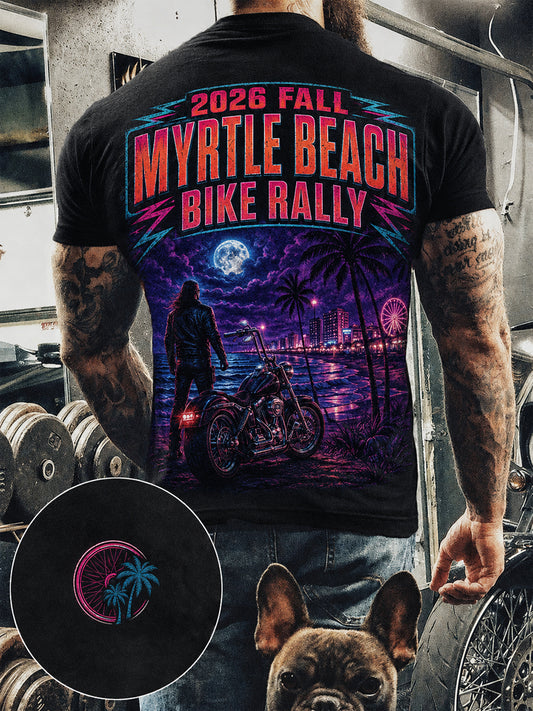 Herren-T-Shirt mit Kurzärmeln und Aufdruck zum Myrtle Beach Bike Rallye