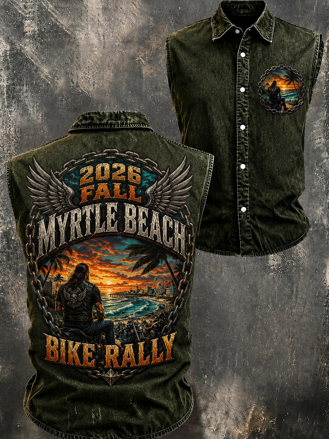 Herren-Druckweste zum Myrtle Beach Bike Rallye