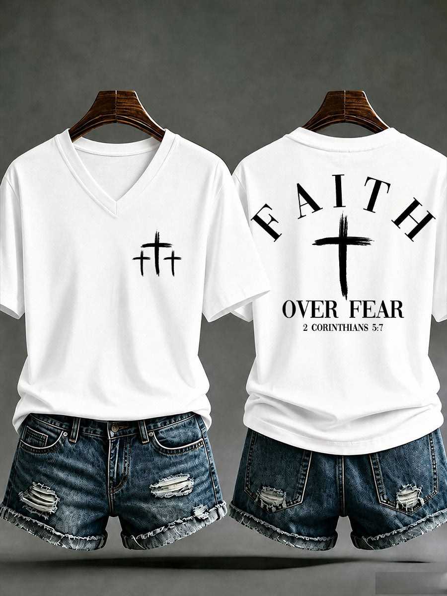 Frauen "Glaube über Furch" Print Casual T-Shirt