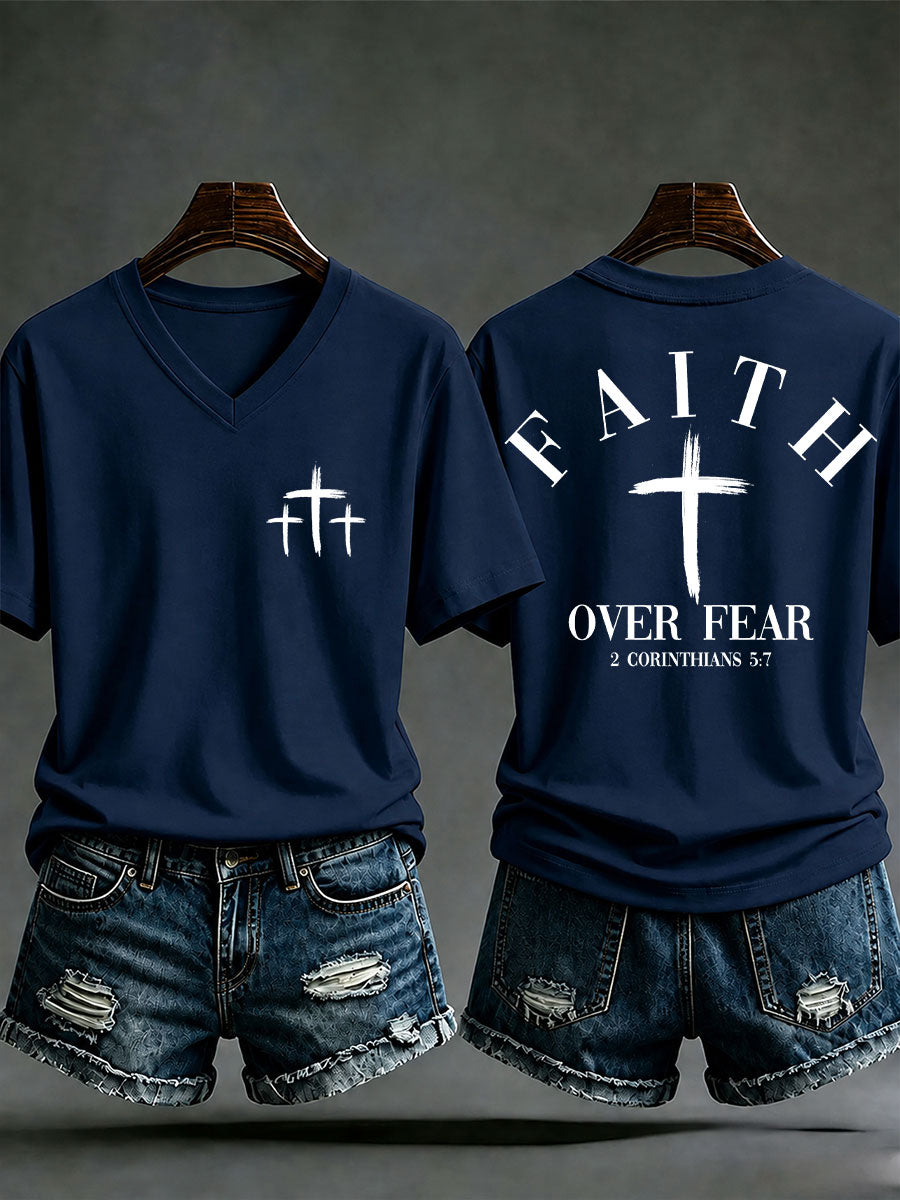 Frauen "Glaube über Furch" Print Casual T-Shirt