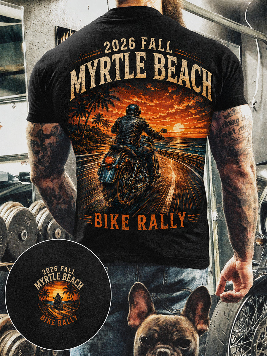 Herren-T-Shirt mit Kurzärmeln und Aufdruck zum Myrtle Beach Bike Rallye