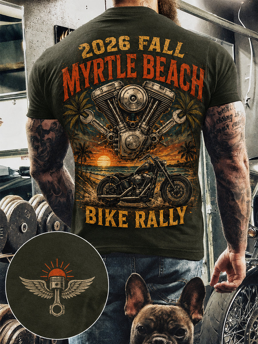 Herren-T-Shirt mit Kurzärmeln und Aufdruck zum Myrtle Beach Bike Rallye