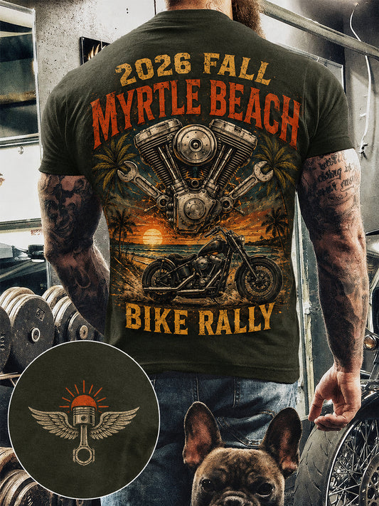 Herren-T-Shirt mit Kurzärmeln und Aufdruck zum Myrtle Beach Bike Rallye