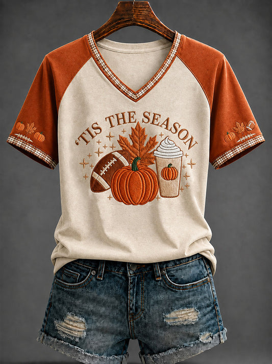 T-Shirt mit V-Ausschnitt Frauen TIS THE SAISON