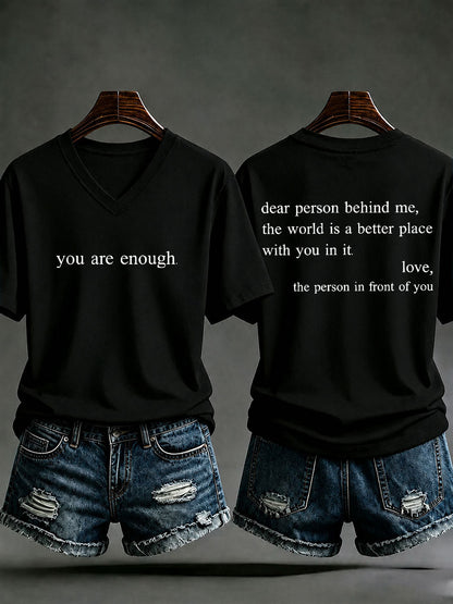 Frauen "Sie sind genug" gedruckt lässig T-Shirt