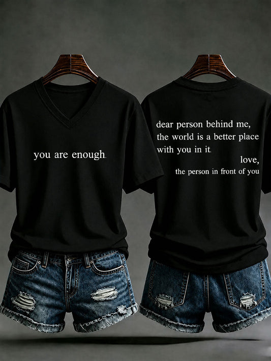 Frauen "Sie sind genug" gedruckt lässig T-Shirt