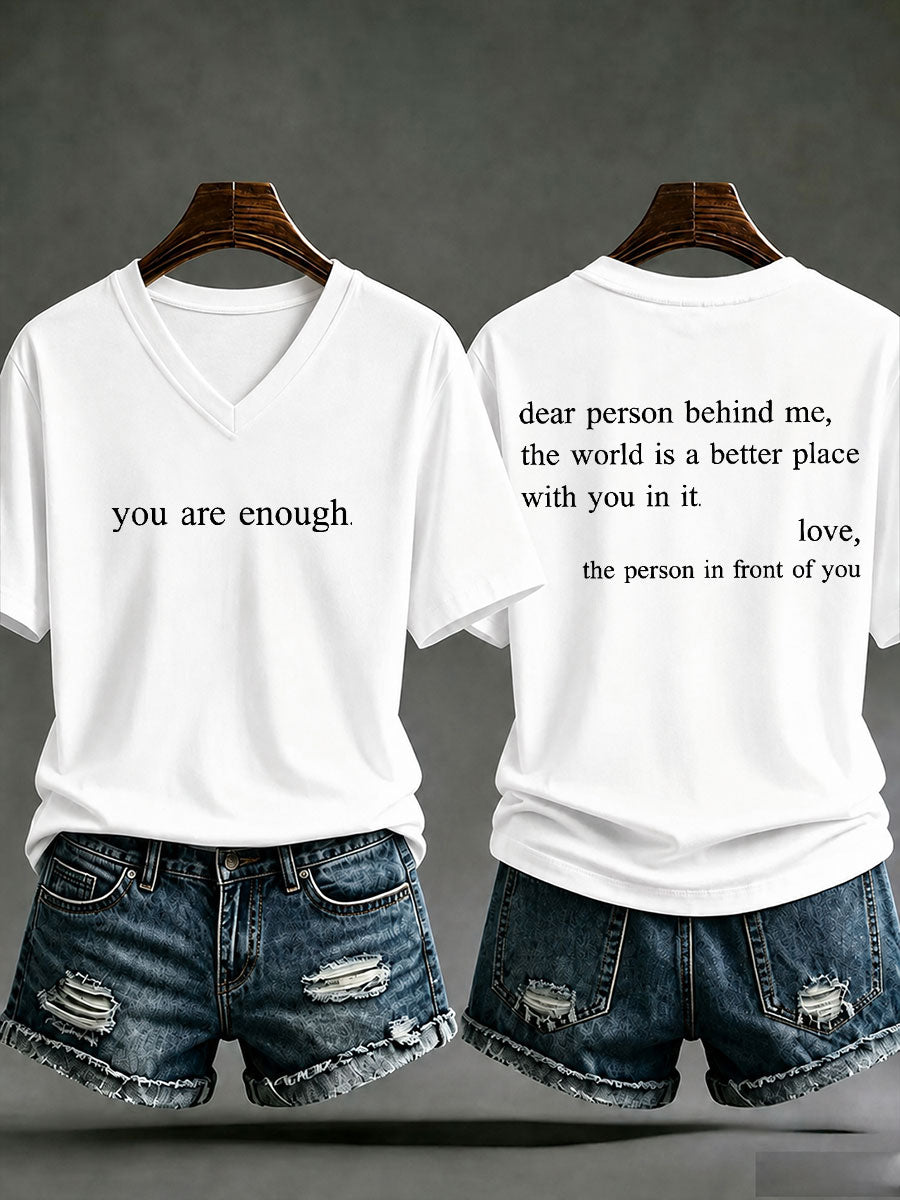 Frauen "Sie sind genug" gedruckt lässig T-Shirt