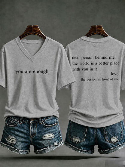 Frauen "Sie sind genug" gedruckt lässig T-Shirt