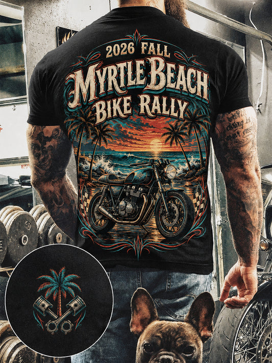 Herren-T-Shirt mit Kurzärmeln und Aufdruck zum Myrtle Beach Bike Rallye