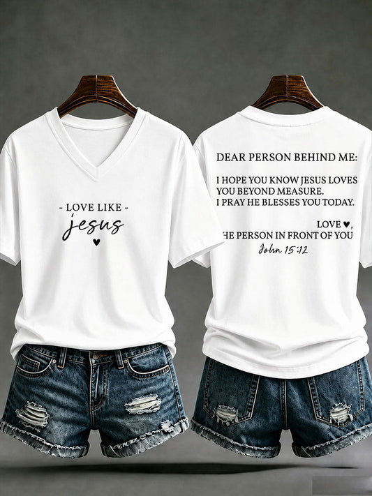 Damen‑Freizeit‑T‑Shirt mit Aufdruck „Love like Jesus“