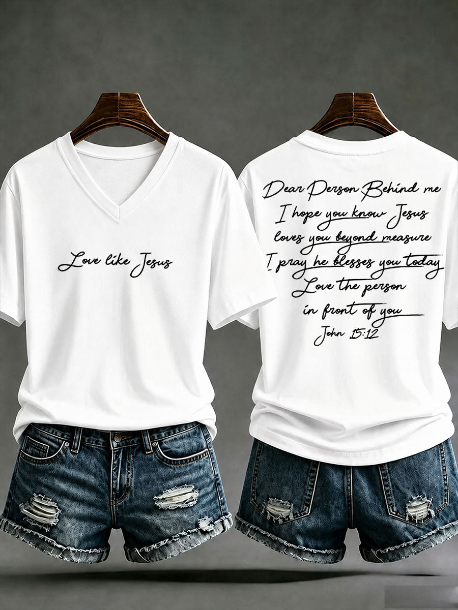 Damen‑Freizeit‑T‑Shirt mit Aufdruck „Love like Jesus“