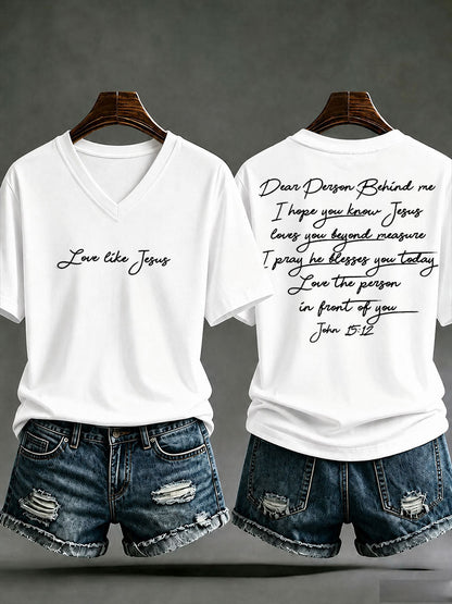 Damen‑Freizeit‑T‑Shirt mit Aufdruck „Love like Jesus“