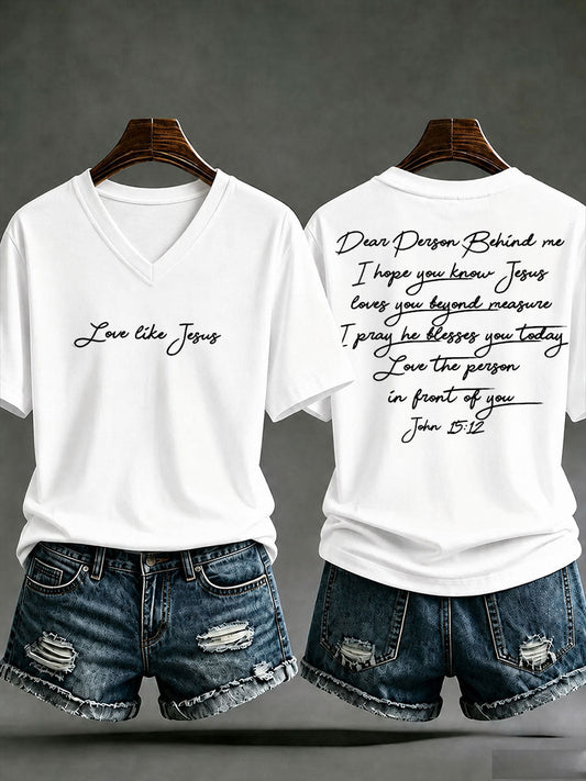 Damen‑Freizeit‑T‑Shirt mit Aufdruck „Love like Jesus“