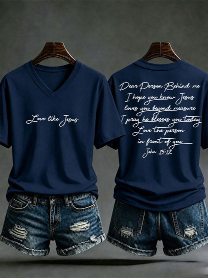 Damen‑Freizeit‑T‑Shirt mit Aufdruck „Love like Jesus“