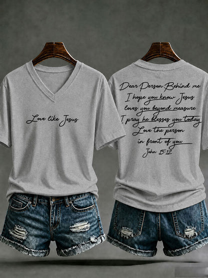 Damen‑Freizeit‑T‑Shirt mit Aufdruck „Love like Jesus“